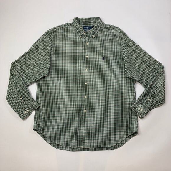 Vintage Ralph Lauren Shirt Mens 17.5 Cotton Classic Fit Check Plaid Button Down - Picture 2 of 8
